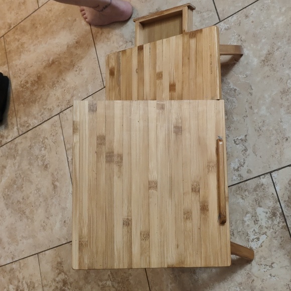 100% Bamboo Laptop Desk with Tilting Top & Drawer - Picture 3 of 8